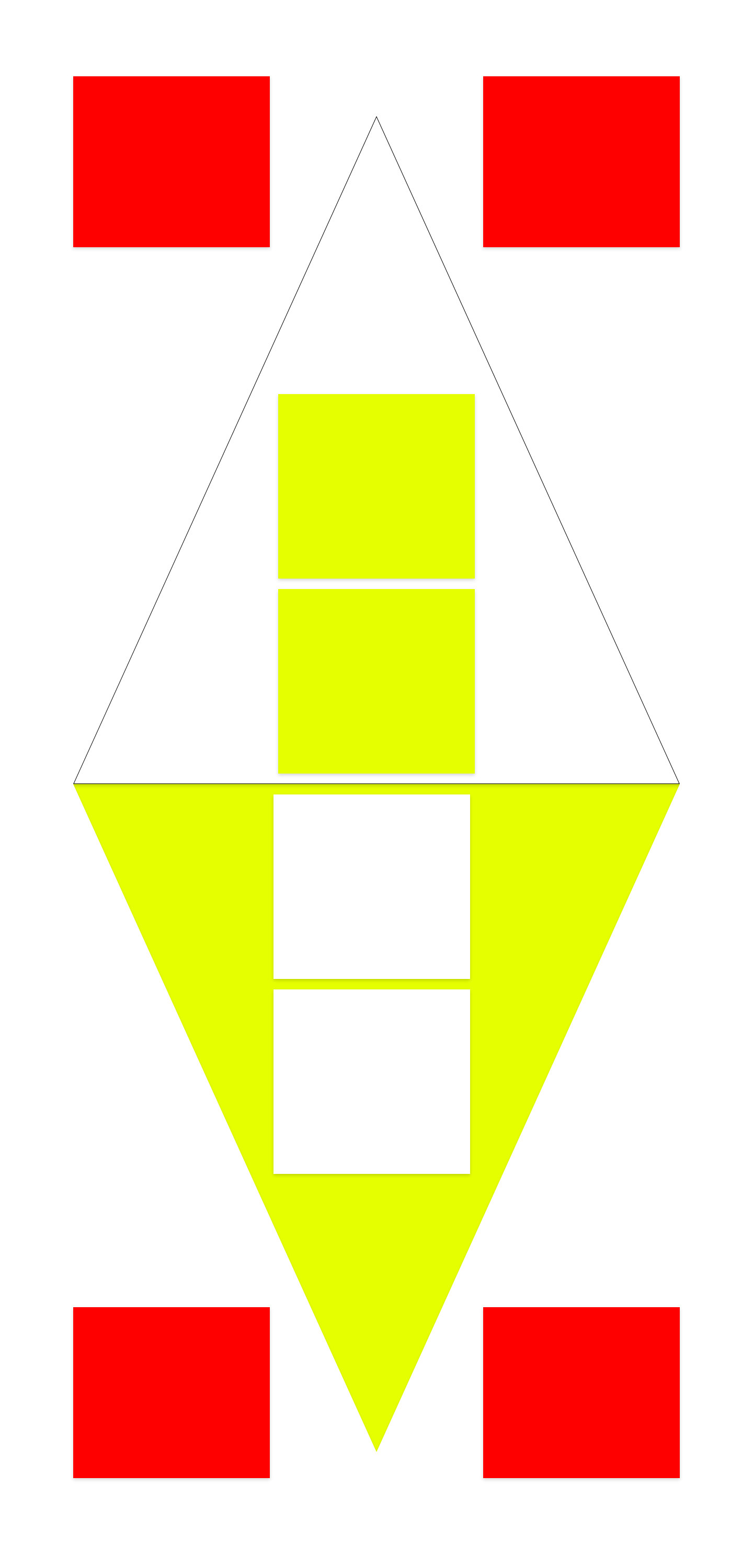 fourth grid with different kinds of shapes with a triangle in the center